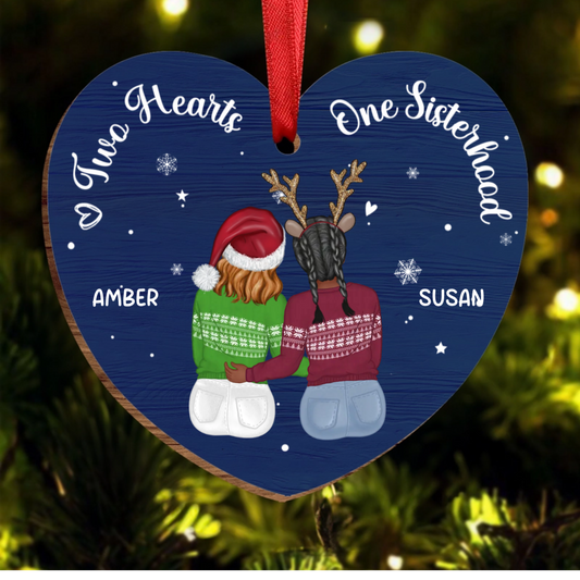 Christmas One Sisterhood - Personalized Custom Shaped Wooden Ornament