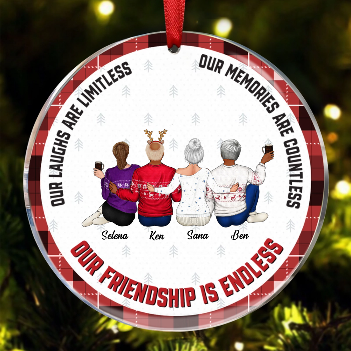 Friends Ornament - Our Friendship Is Endless - Personalized Friends Ornament