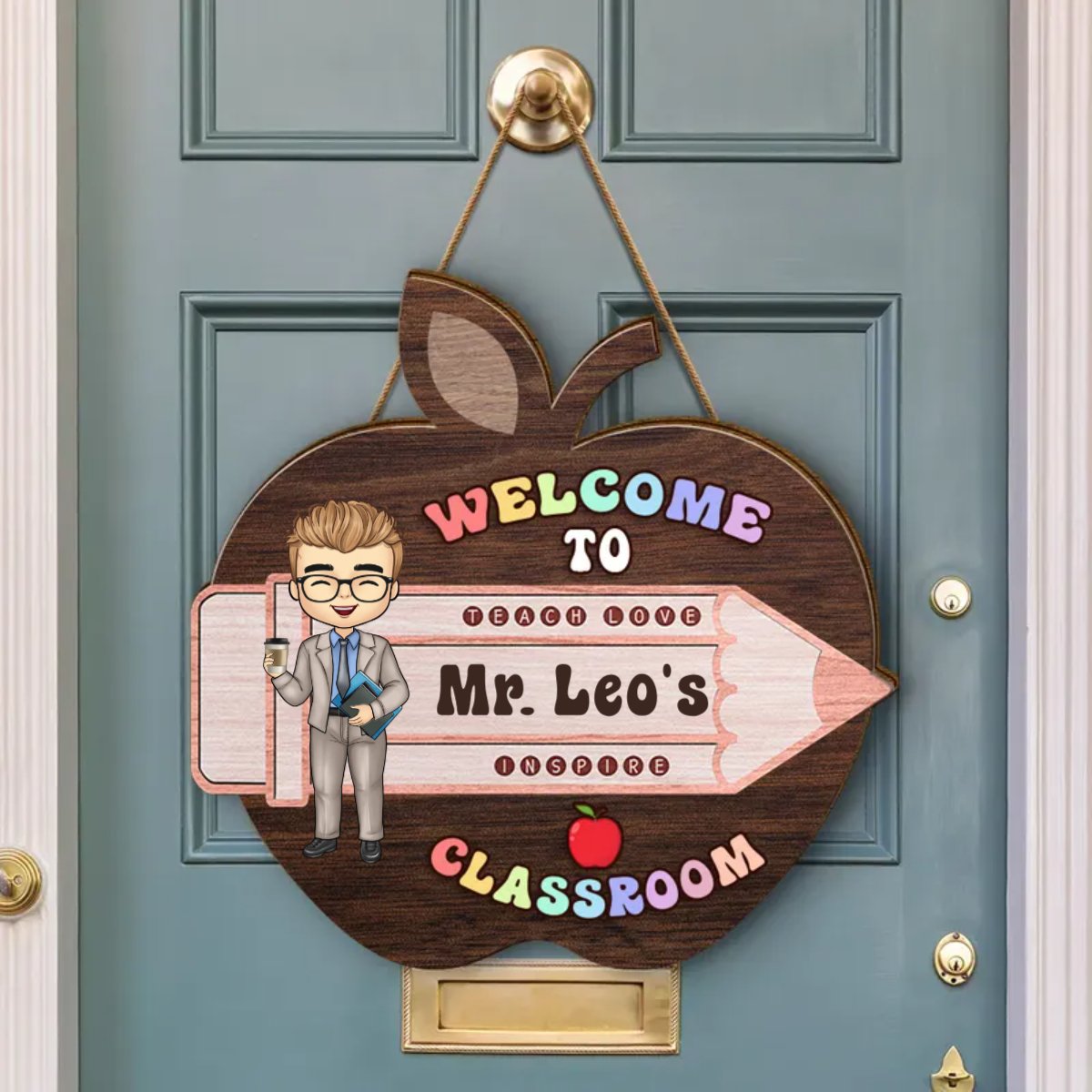 Teacher - Welcome To My Classroom - Personalized Shaped Wood Sign - Makezbright Gifts