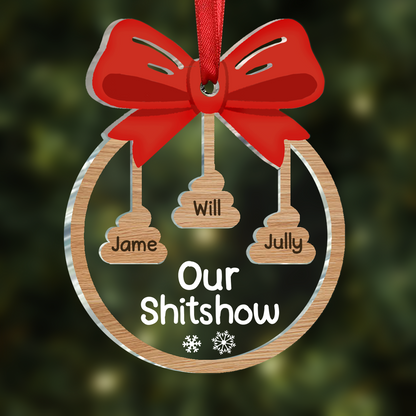 Funny Christmas Family Welcome To Our Show - Personalized Acrylic Ornament