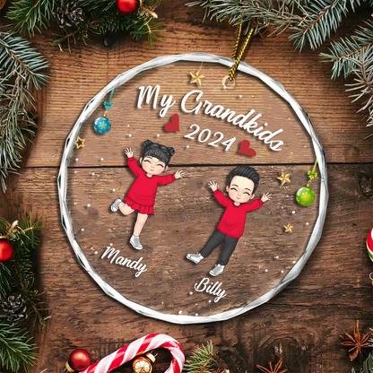 My Grandkids Grandparents Family - Personalized Circle Acrylic Ornament