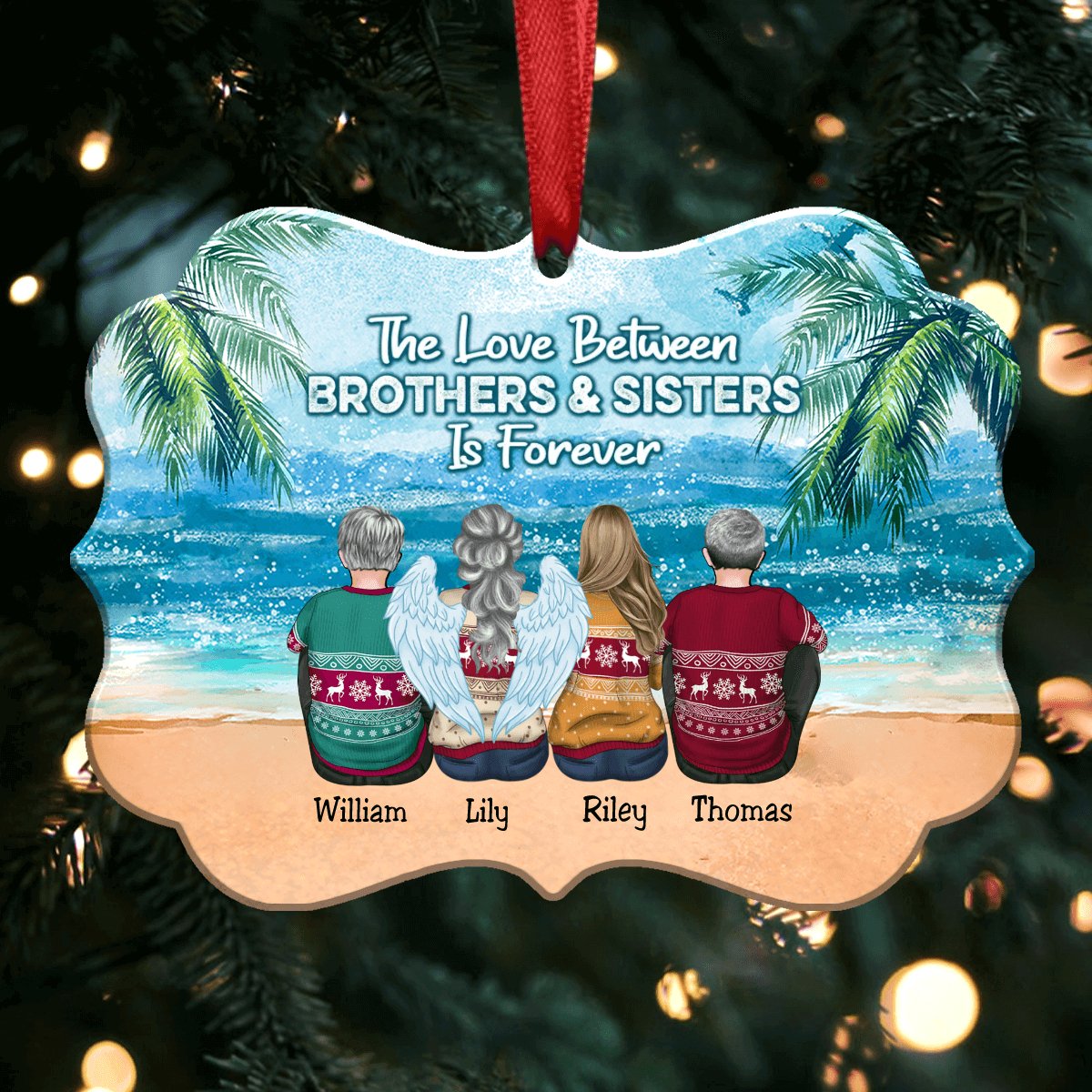 The Love Between Brothers & Sisters Is Forever - Personalized Christmas Ornament (B1) - Makezbright Gifts