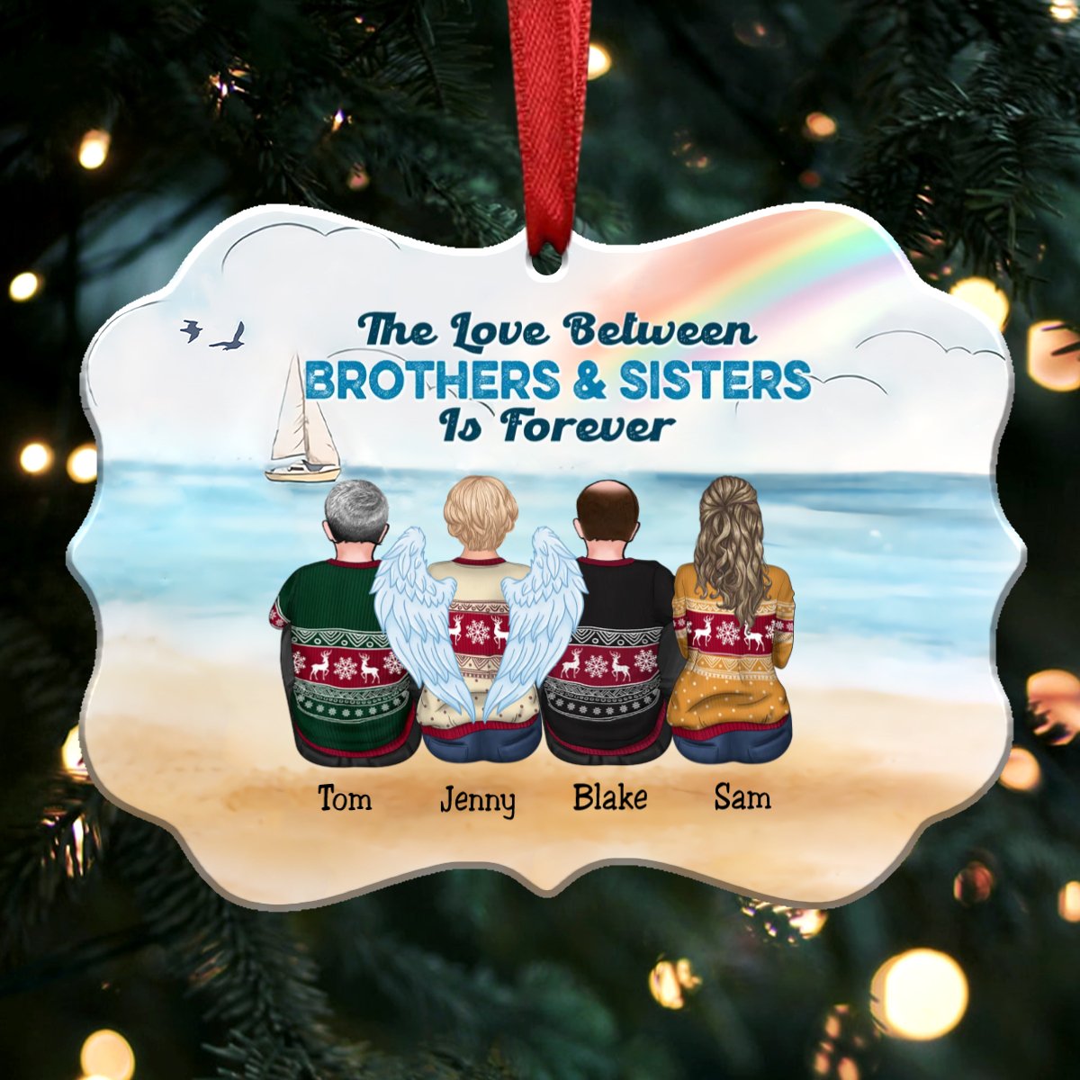 The Love Between Brothers & Sisters Is Forever - Personalized Christmas Ornament S1 - Makezbright Gifts