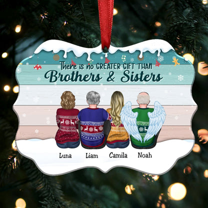 There Is No Greater Gift Than Brothers & Sisters - Personalized Christmas Ornament - ver 2 - Makezbright Gifts