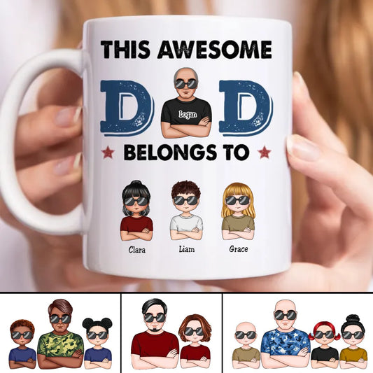 This Awesome Dad Belongs To - Personalized Mug (TB) - Makezbright Gifts