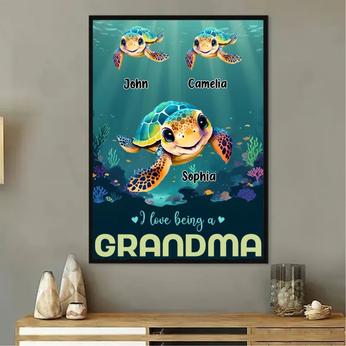 This Grandma Belongs To Turtle - Personalized Poster - Makezbright Gifts