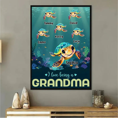 This Grandma Belongs To Turtle - Personalized Poster - Makezbright Gifts