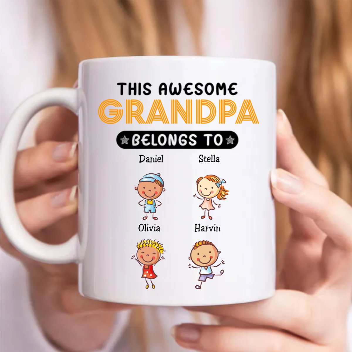 This Grandpa Belongs To - Personalized Mug (LH) - Makezbright Gifts