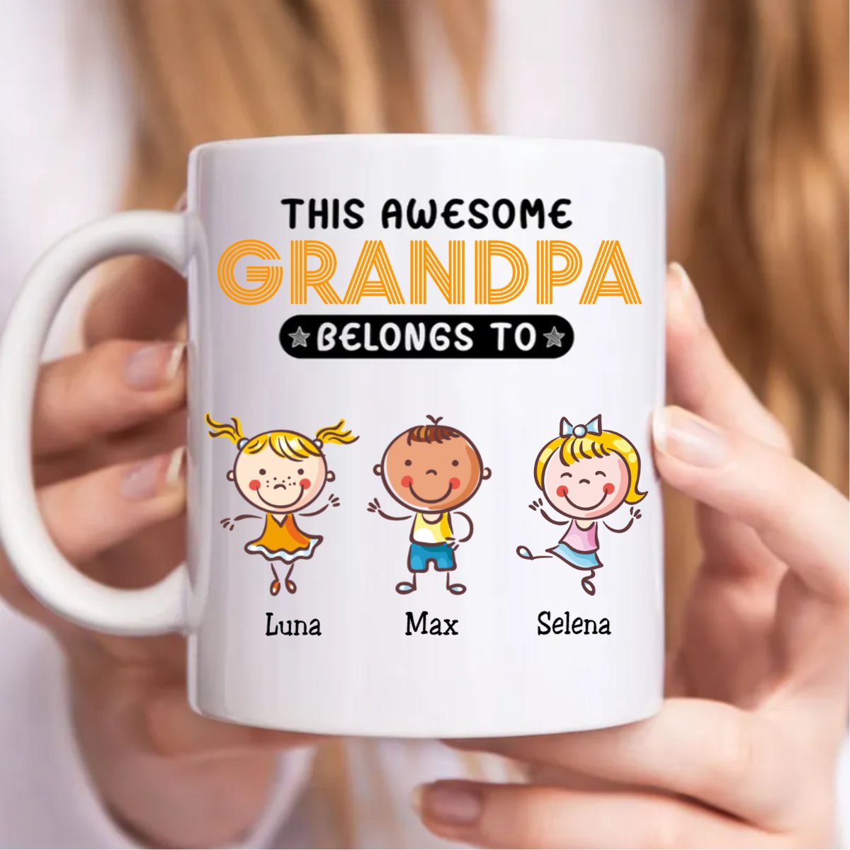 This Grandpa Belongs To - Personalized Mug (LH) - Makezbright Gifts