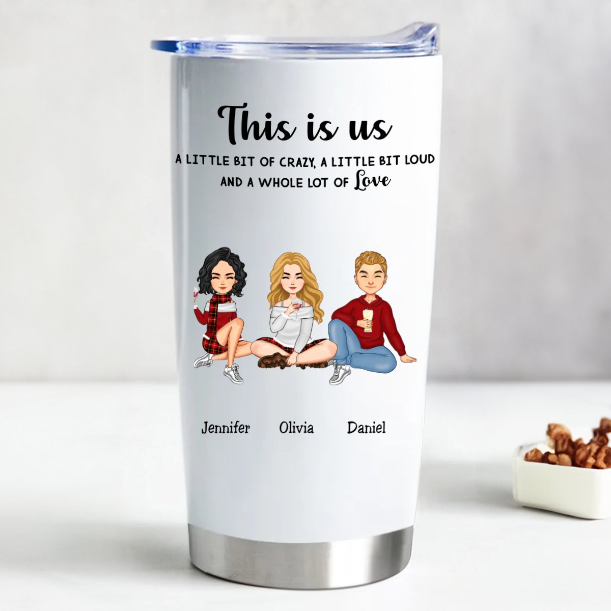 "This is Us" 20oz Personalized Stainless Steel Tumbler with Leak - Proof Lid - Keeps Drinks Hot or Cold for Hours - Makezbright Gifts