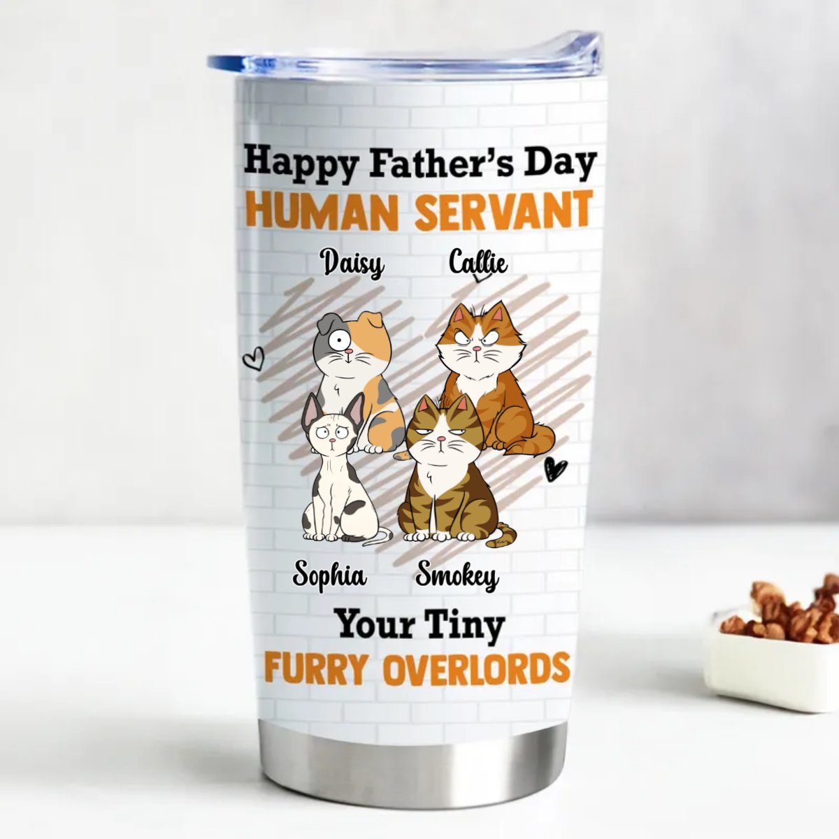 Tiny Cat Overlords Personalized Tumbler - 20oz Stainless Steel Insulated Cup - Makezbright Gifts