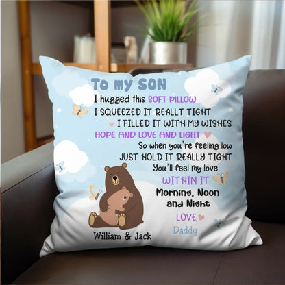 To My Son I Hugged This Soft Pillow - Personalized Pillow - Makezbright Gifts