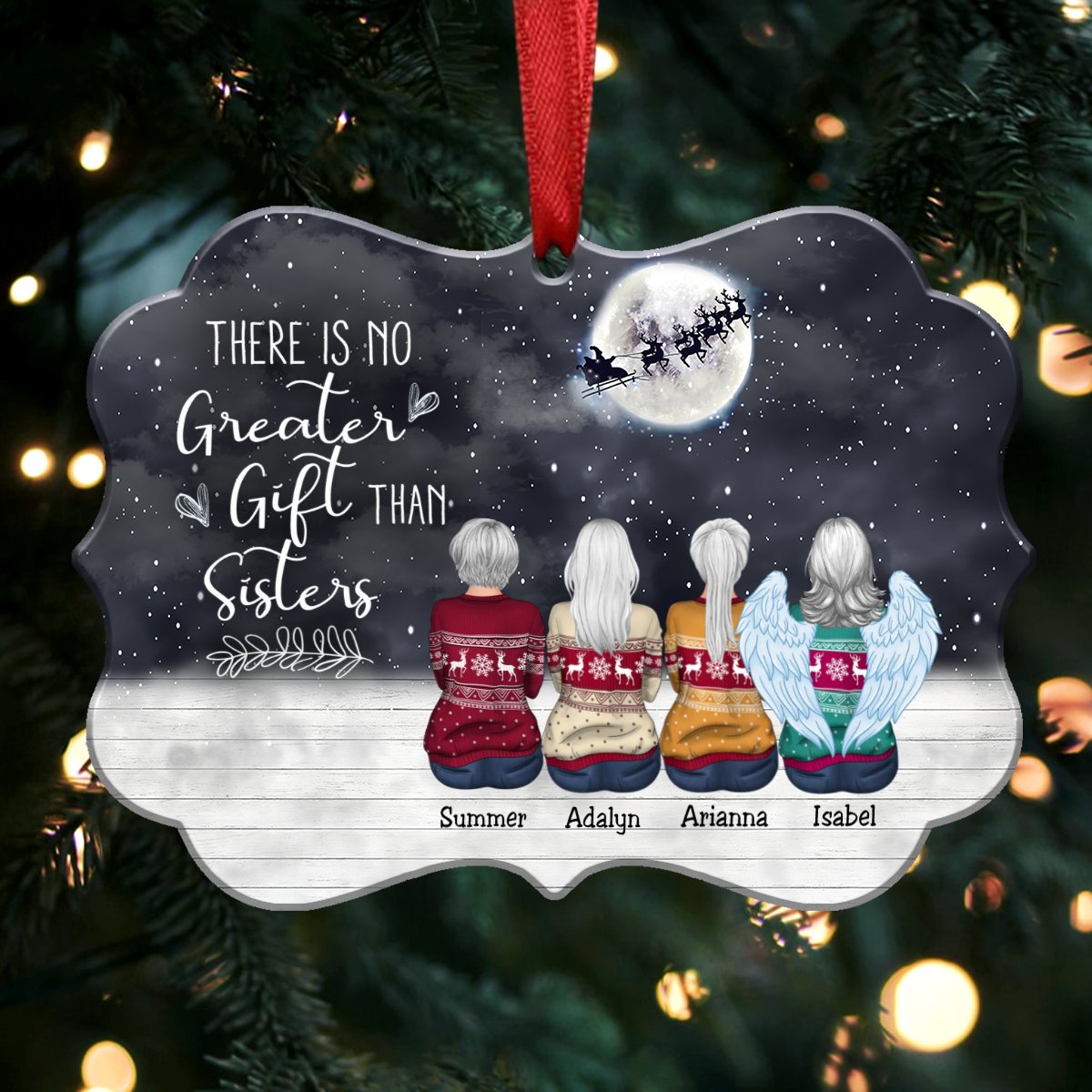 Up to 6 Girls - There is No Greater Gift than Sisters - Personalized Christmas Ornament - H2H - Makezbright Gifts