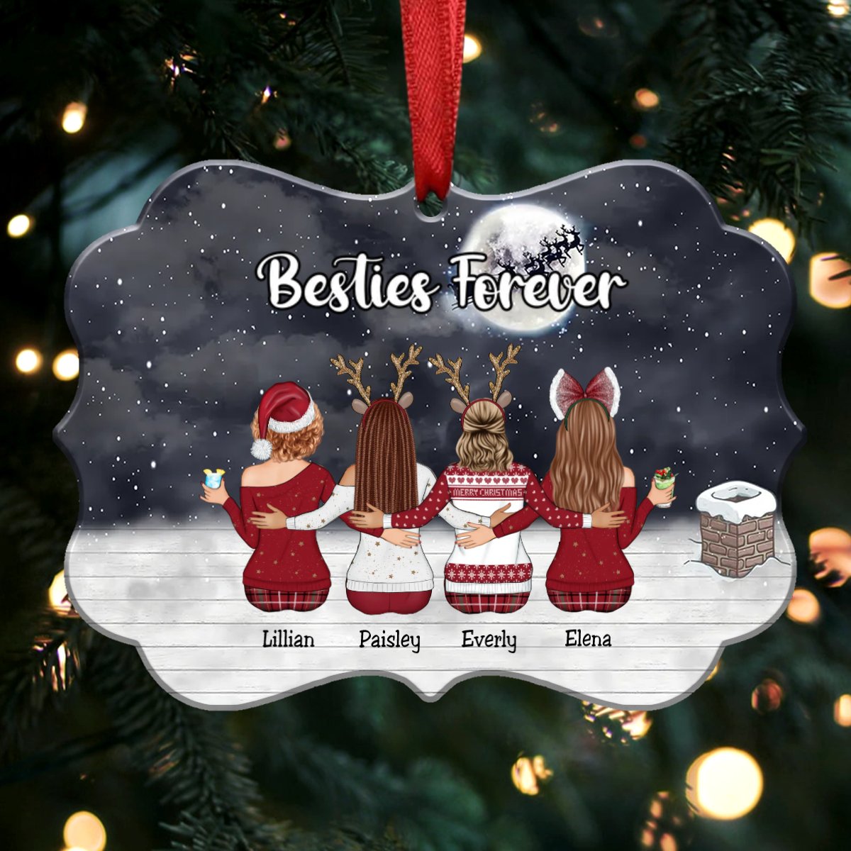 Up to 9 Women - Xmas Ornament - Always Sisters (Ver2) - Personalized Christmas Ornament - Makezbright Gifts