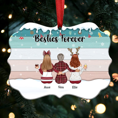 Up to 9 Women - Xmas Ornament - Besties Forever - Personalized Christmas Ornament - ver 2 - Makezbright Gifts