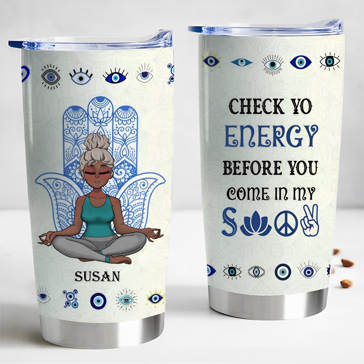 Yoga Lover's Energy Boost Personalized Tumbler - 20oz - Makezbright Gifts