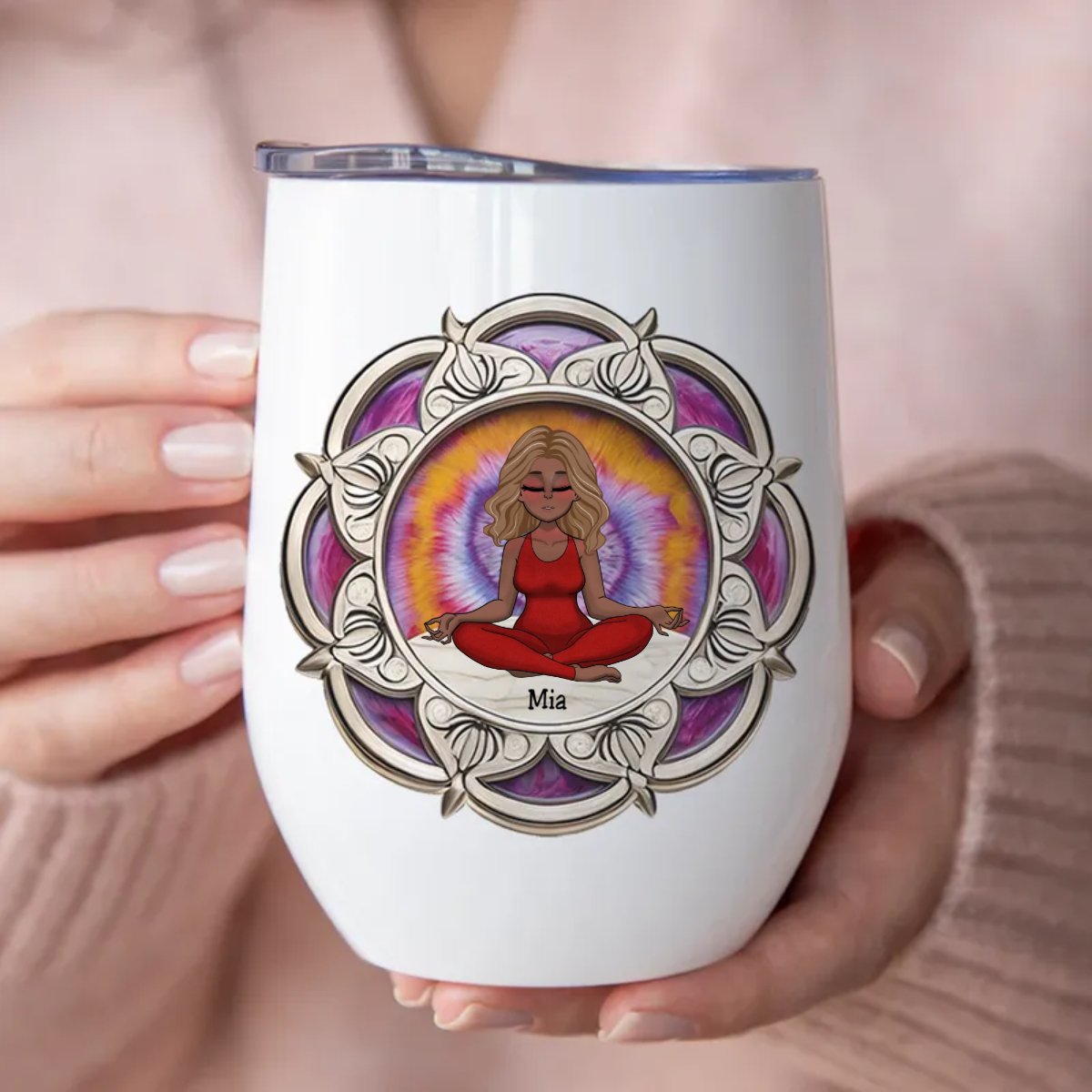 Yoga Lovers - Yoga Mandala - Personalized Wine Tumbler - Makezbright Gifts